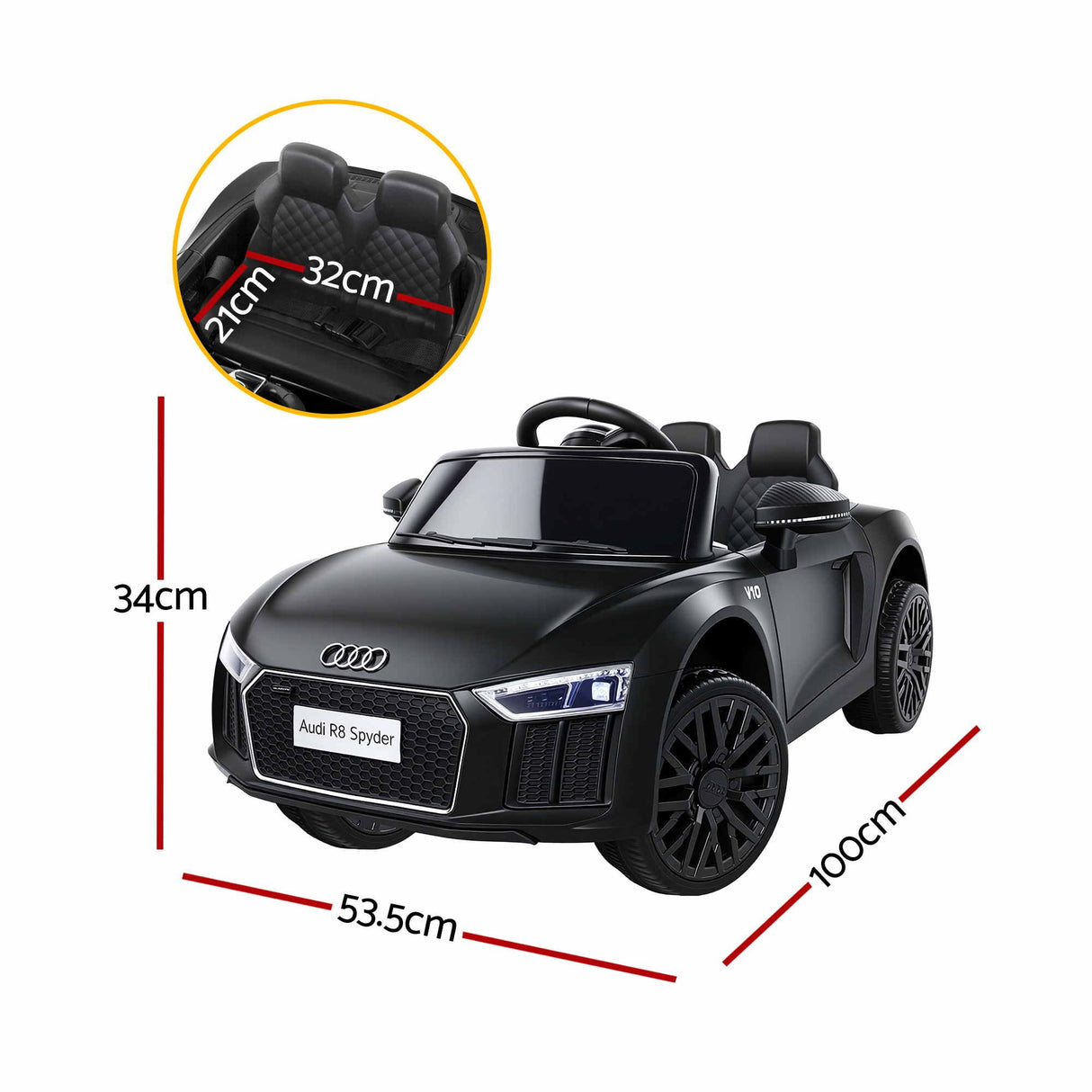 Kids Ride On Car Audi R8 Licensed Sports Electric Toy Cars Black