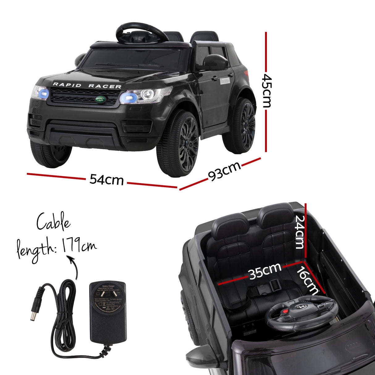 Rigo Ride On Car Kids Electric Ride On Cars SUV Remote 12V Black