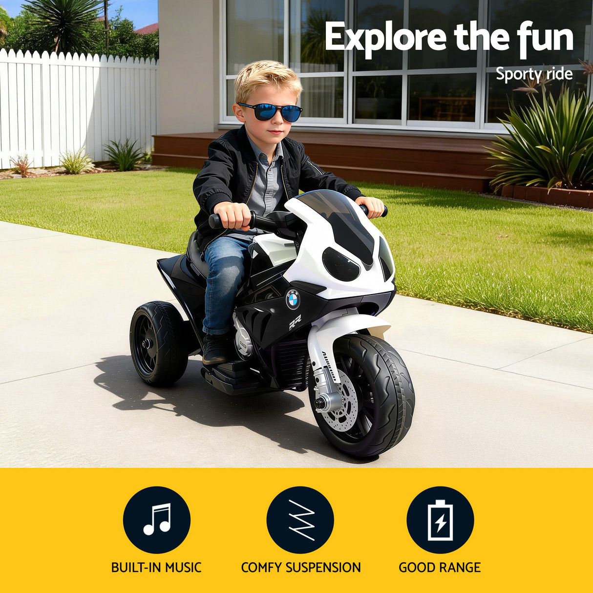 Kids Ride On Car Electric Ride On Cars Motorcycle Motorbike BMW Licensed S1000RR Black