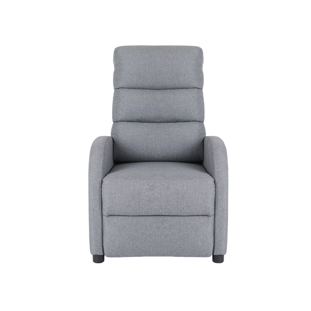 Oikiture Recliner Chair Armchair Adjustable Sofa Lounge Polyester Grey