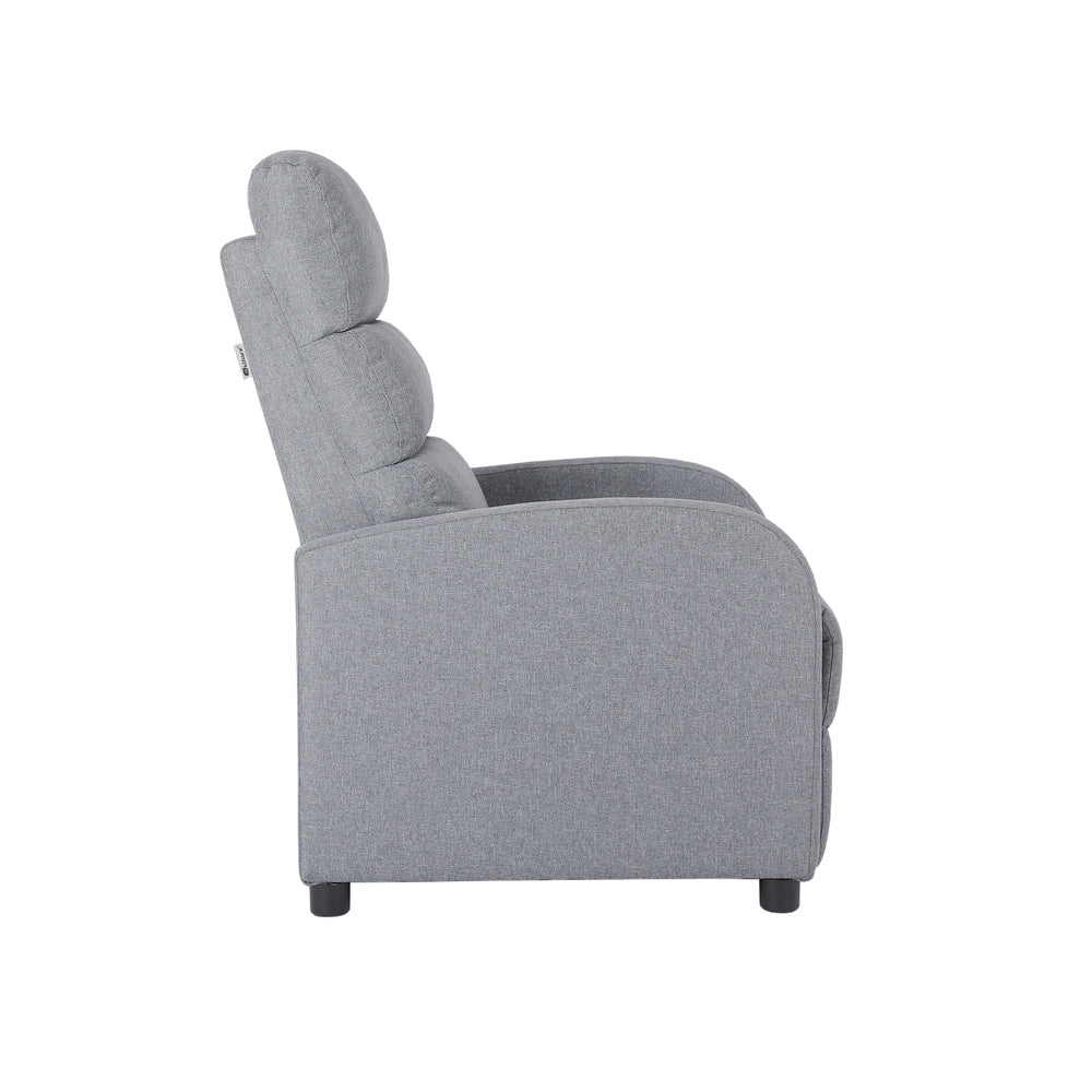 Oikiture Recliner Chair Armchair Adjustable Sofa Lounge Polyester Grey