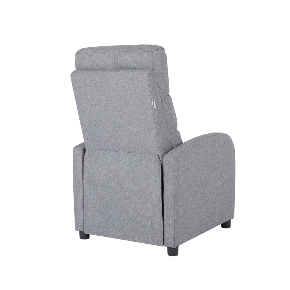 Oikiture Recliner Chair Armchair Adjustable Sofa Lounge Polyester Grey
