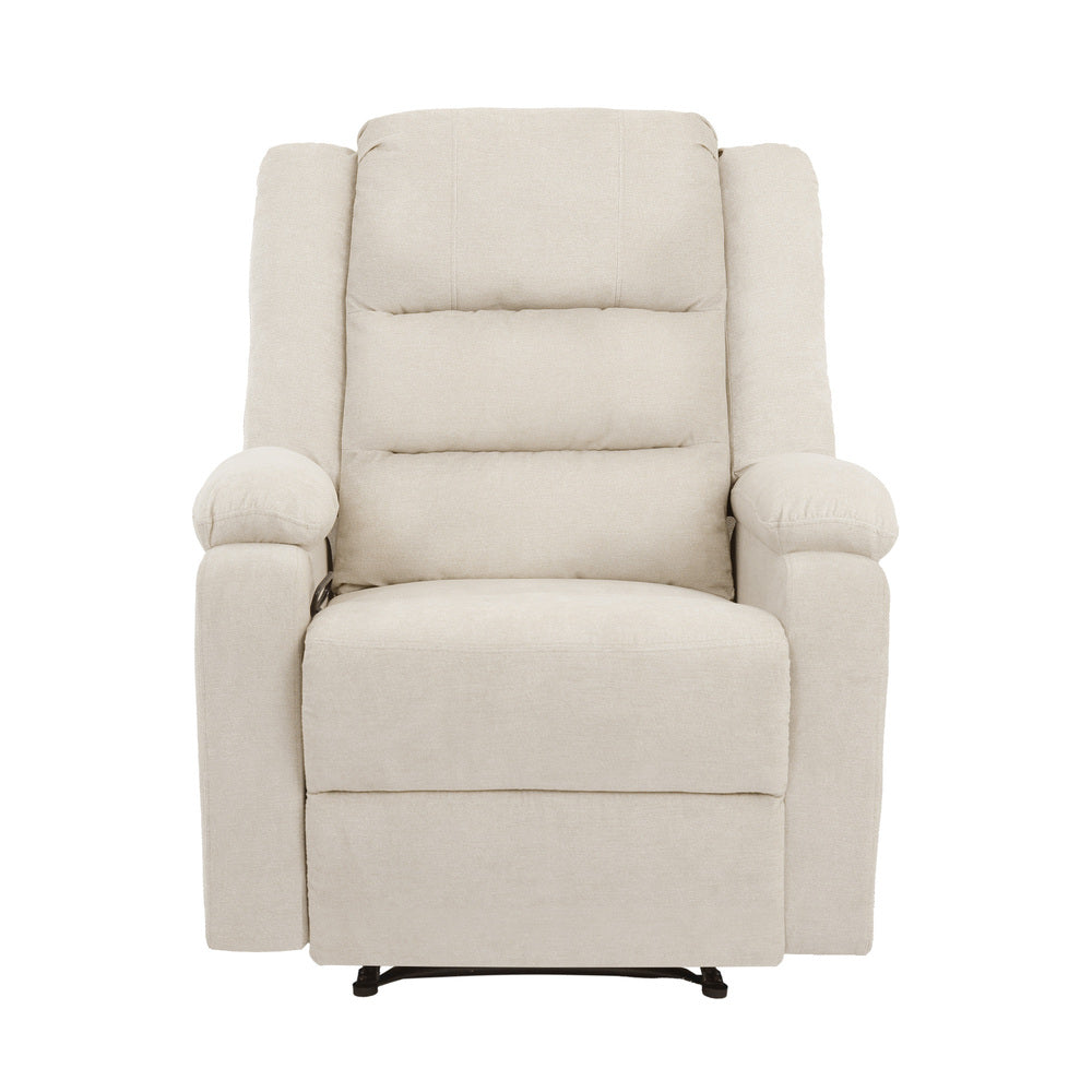 Oikiture Recliner Chair Padded Lounge With Side Pocket Polyester Beige