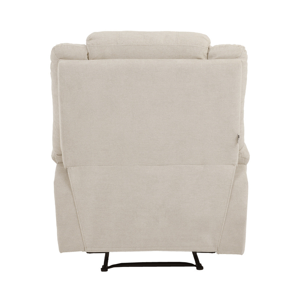 Oikiture Recliner Chair Padded Lounge With Side Pocket Polyester Beige