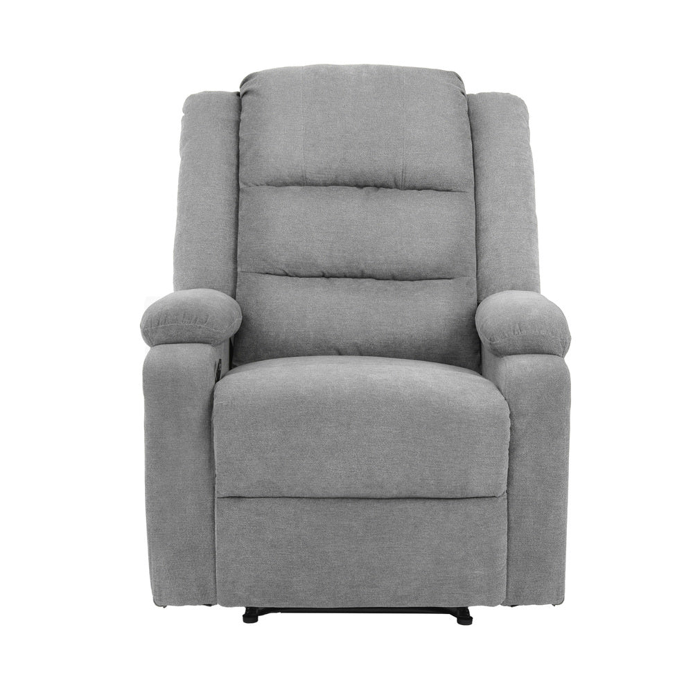 Oikiture Recliner Chair Padded Lounge With Side Pocket Polyester Grey