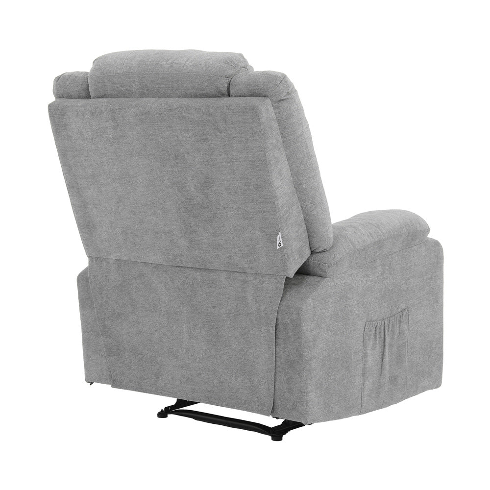 Oikiture Recliner Chair Padded Lounge With Side Pocket Polyester Grey