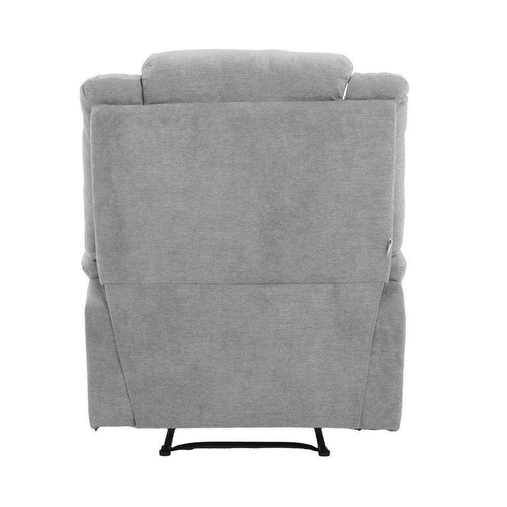 Oikiture Recliner Chair Padded Lounge With Side Pocket Polyester Grey
