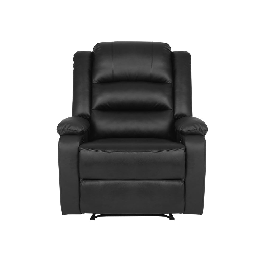 Oikiture Recliner Chair Armchair with Side Pocket Leather Black