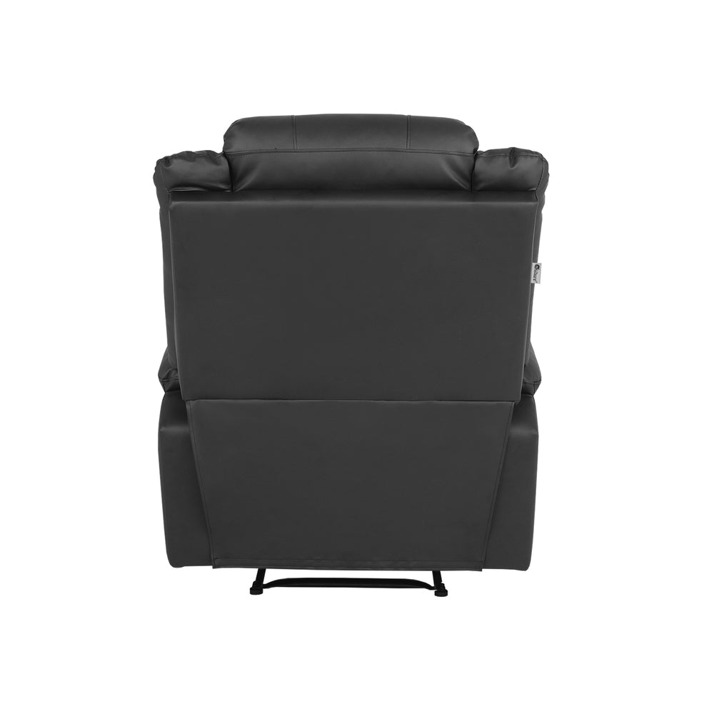 Oikiture Recliner Chair Armchair with Side Pocket Leather Black