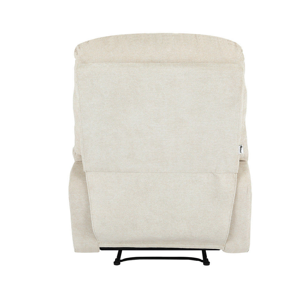 Oikiture Recliner Chair Electric Massage Chairs Heated Polyester Beige