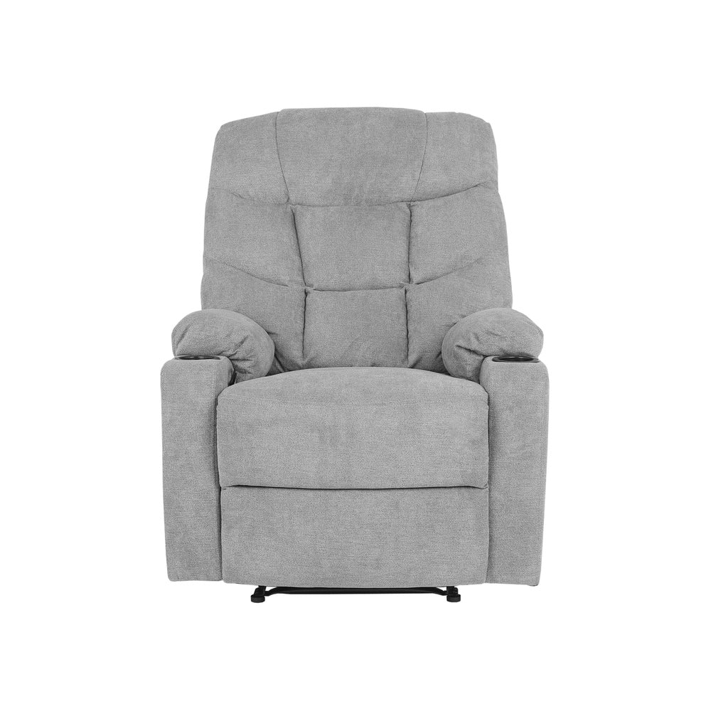 Oikiture Recliner Chair Electric Massage Chairs Heated Polyester Grey