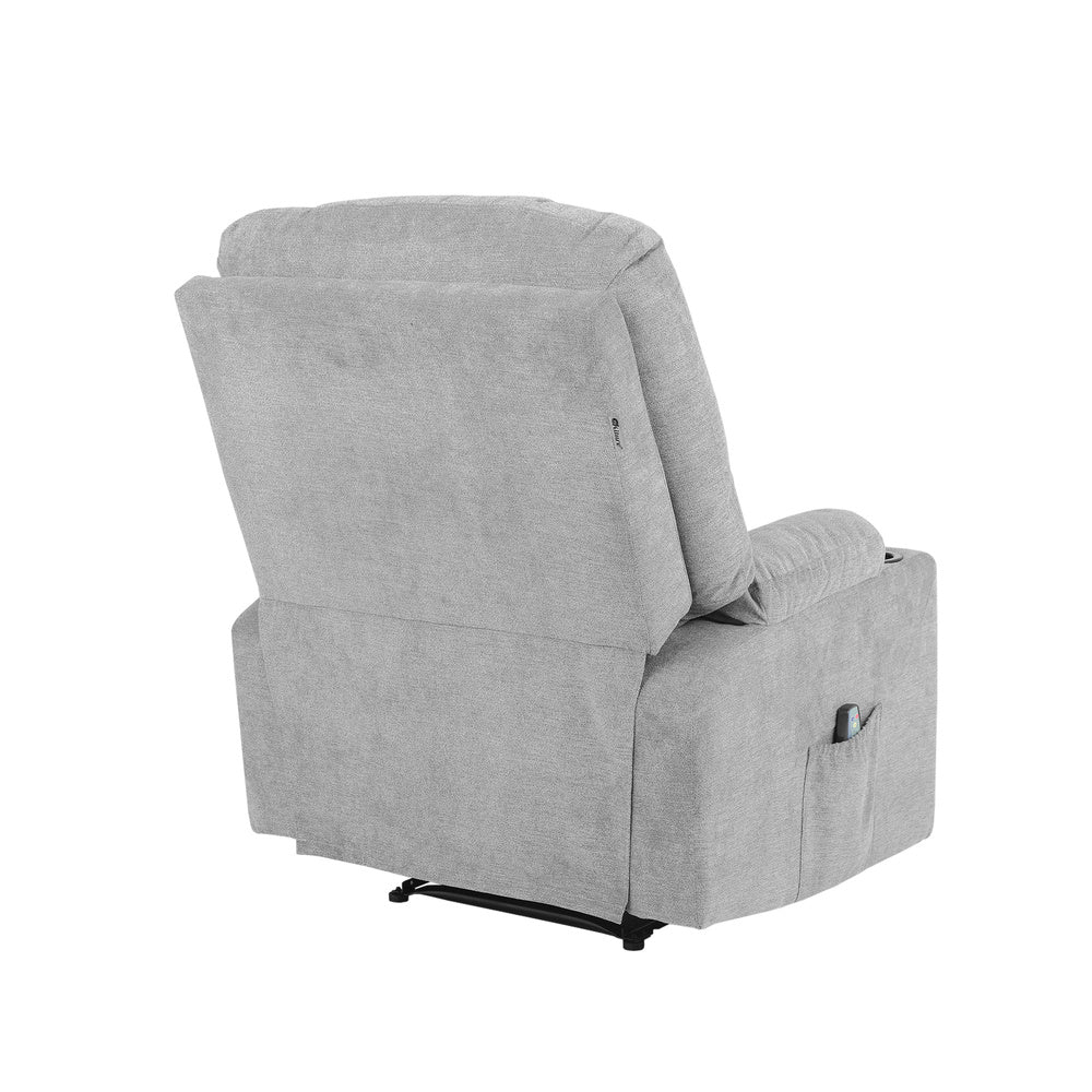Oikiture Recliner Chair Electric Massage Chairs Heated Polyester Grey