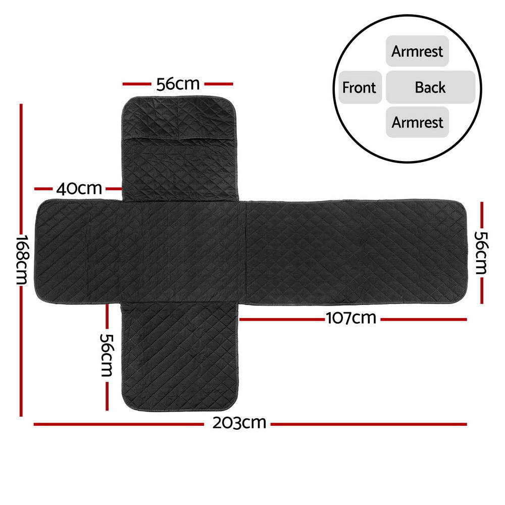 Waterproof Black Recliner Chair Cover by Artiss - Diamond-Quilted Design