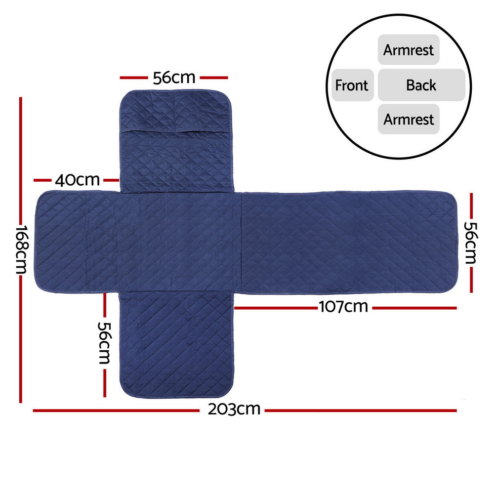 Navy 100% Water-Resistant Recliner Chair Cover by Artiss