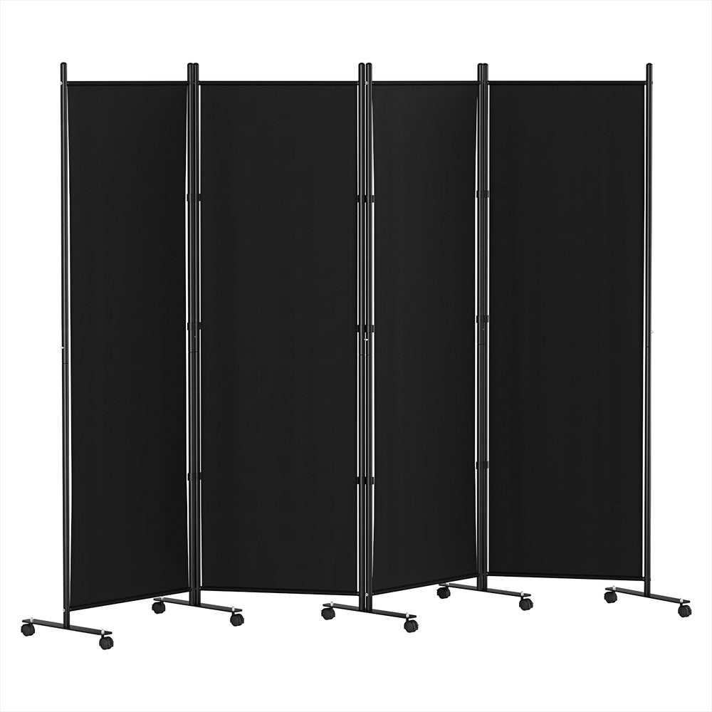 Artiss Black 4-Panel Folding Room Divider with Wheels - 217cm Height