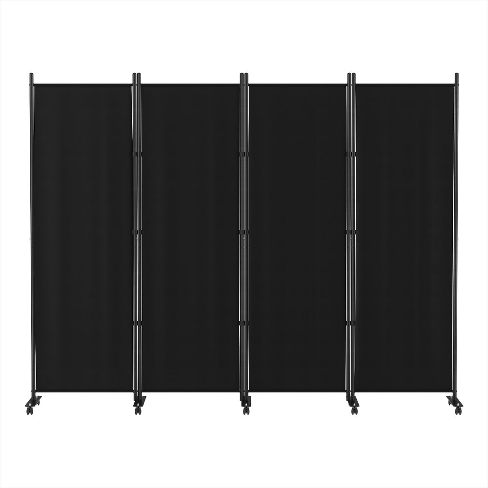 Artiss Black 4-Panel Folding Room Divider with Wheels - 217cm Height