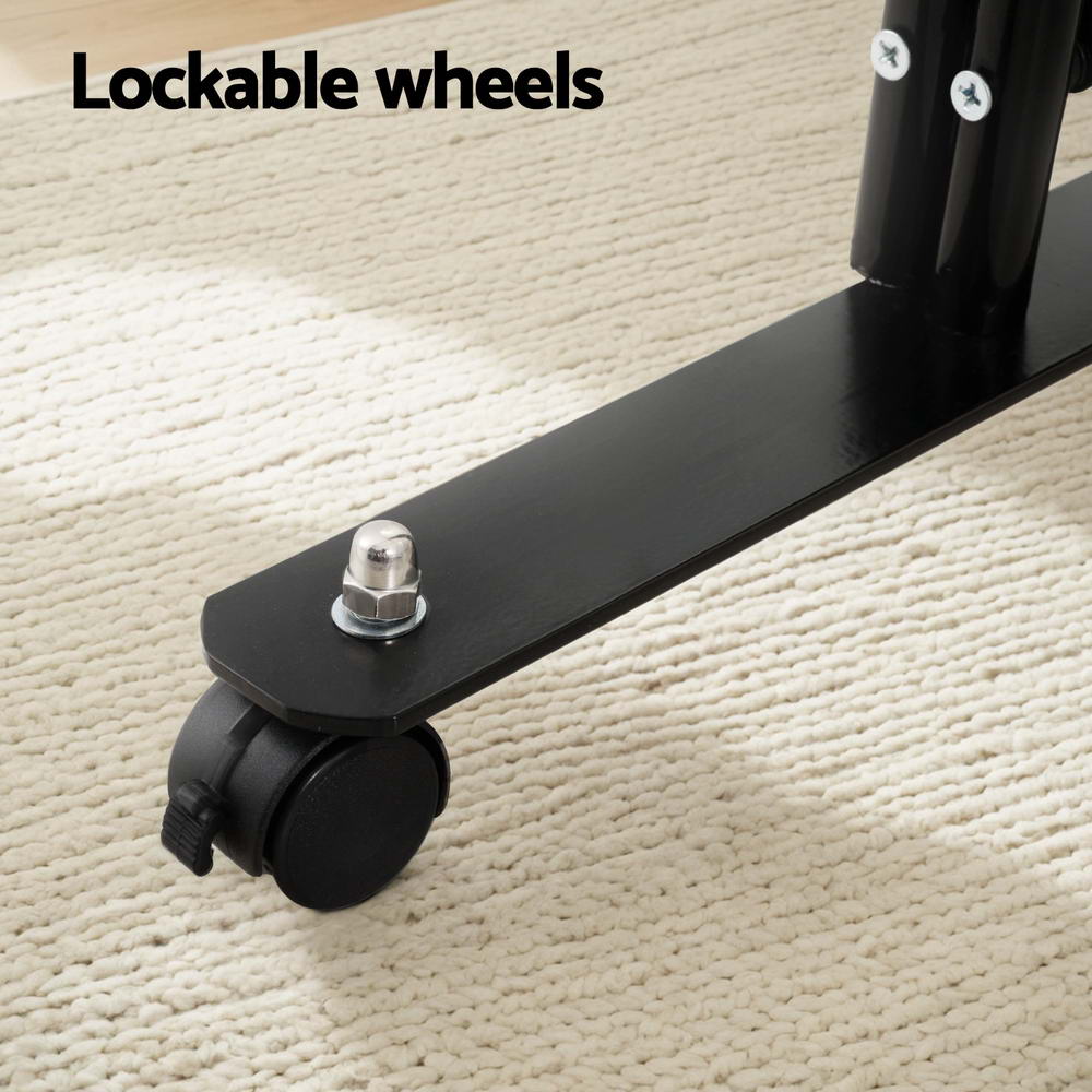 Artiss Black 4-Panel Folding Room Divider with Wheels - 217cm Height