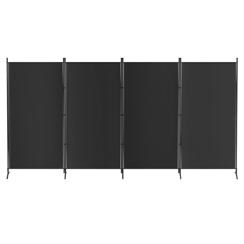 Elegant Black 4-Panel Velvet Room Divider Screen - 345x180cm