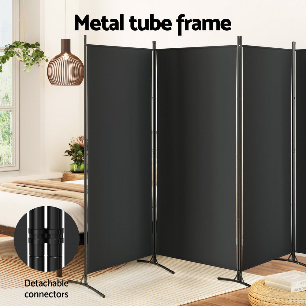 Elegant Black 4-Panel Velvet Room Divider Screen - 345x180cm