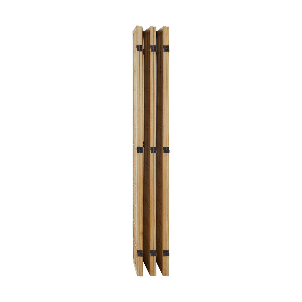 Oikiture 6 Panel Room Divider Timber Farbic Natural