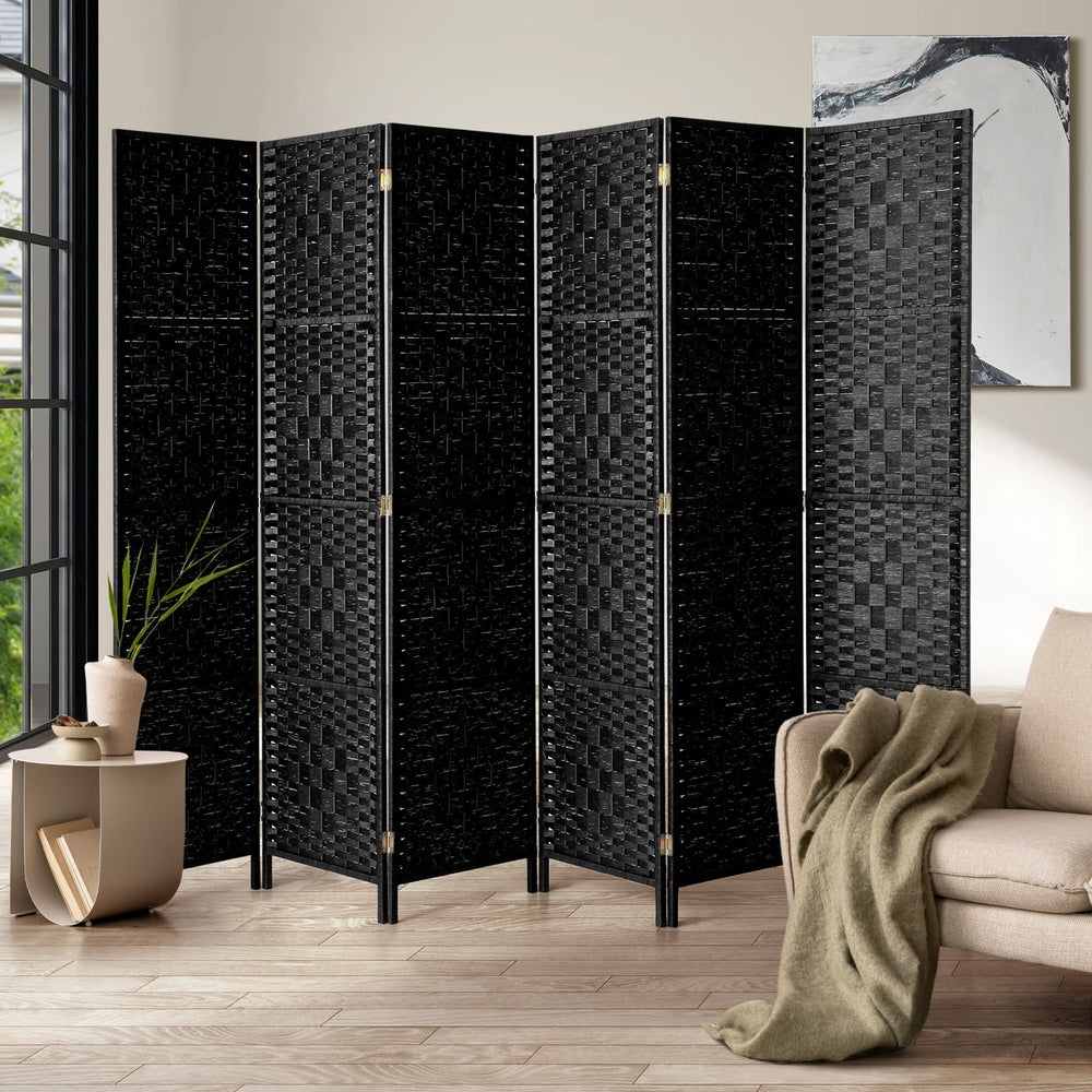 Oikiture 6 Panel Room Divider Privacy Screen Black