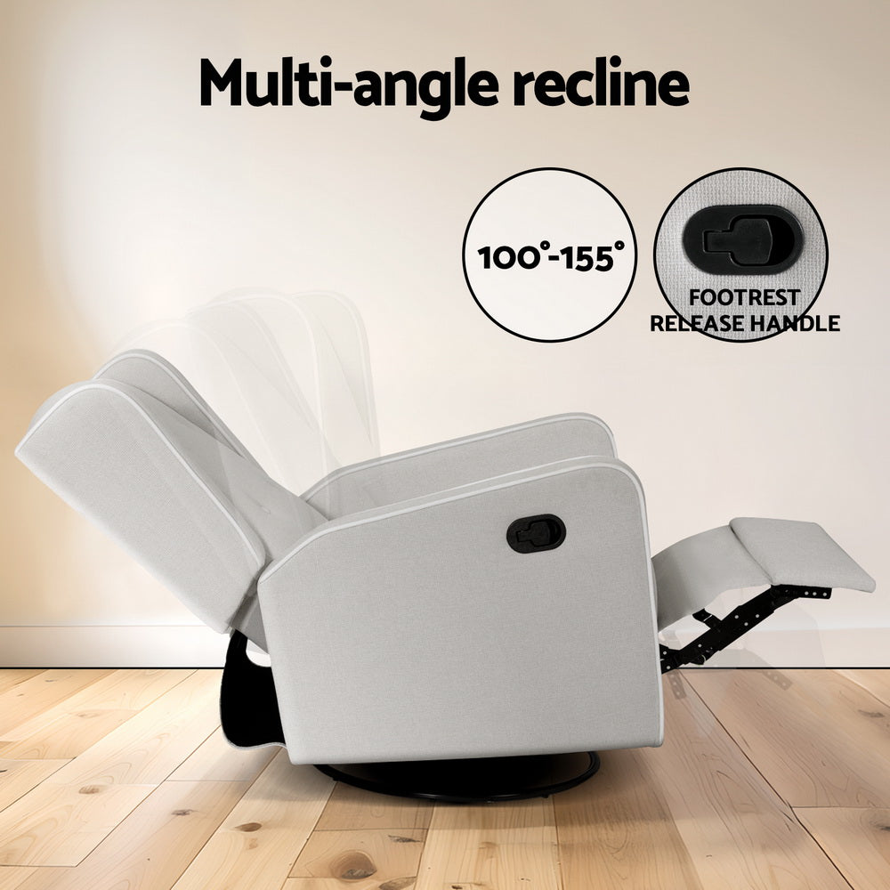 Artiss Recliner Armchair 360? Swivel Grey Fabric