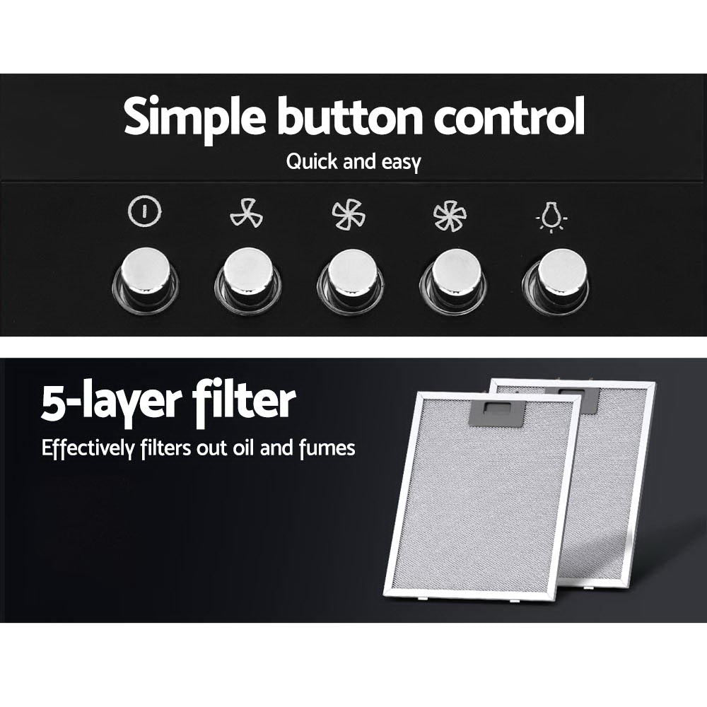 Devanti 600mm Range Hood 60cm Rangehood Black