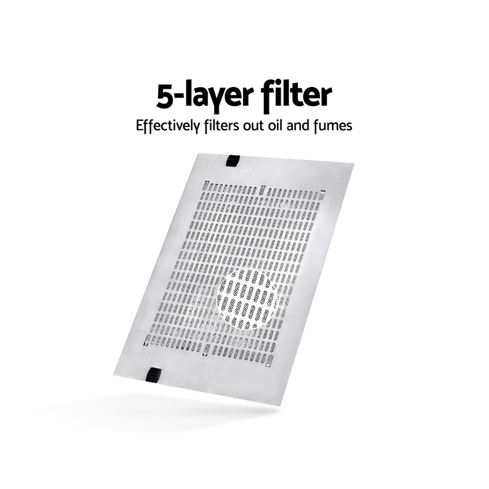 Devanti 60cm Stainless Steel Kitchen Canopy Range Hood with LED Lighting and Powerful Extraction