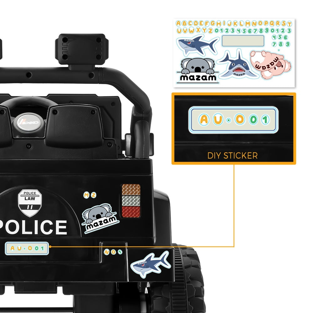 Mazam Kids Police Ride On Car 12V Electric Remote Control Battery