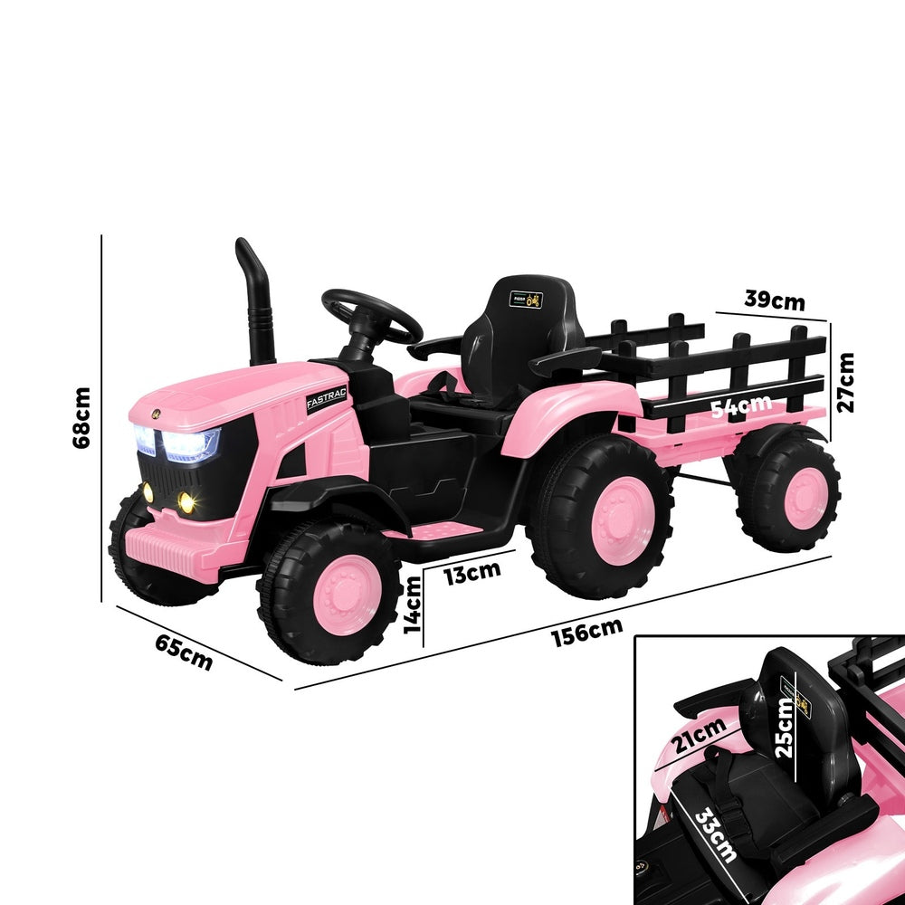 Mazam XL Kids Ride On Tractor 12V with Trailer Remote Pink
