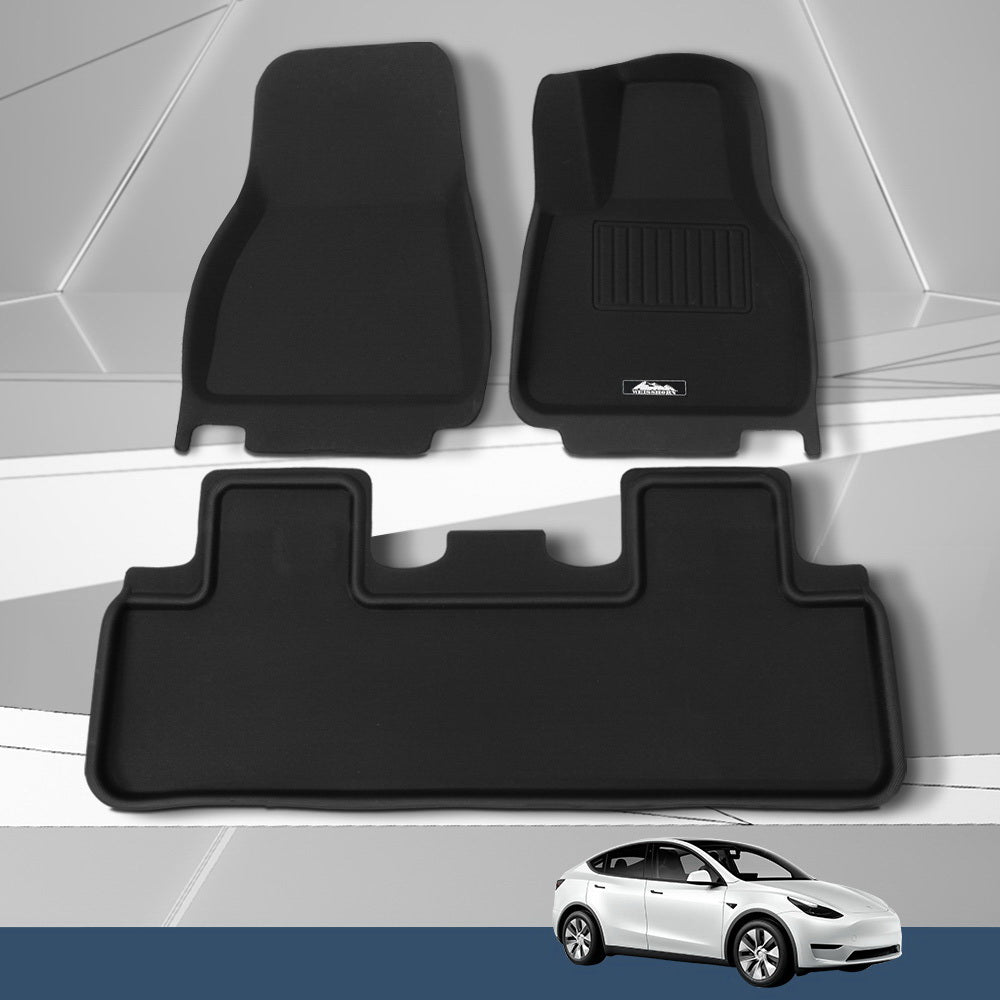 Weisshorn Custom Fit Rubber Floor Mats for Tesla Model Y RHD (2021-2024) - Front and Rear Set