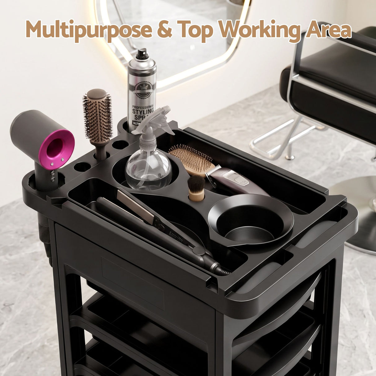 Embellir 6-Tier Salon Trolley Cart on Wheels Barber Mobile Hairdressing Cart