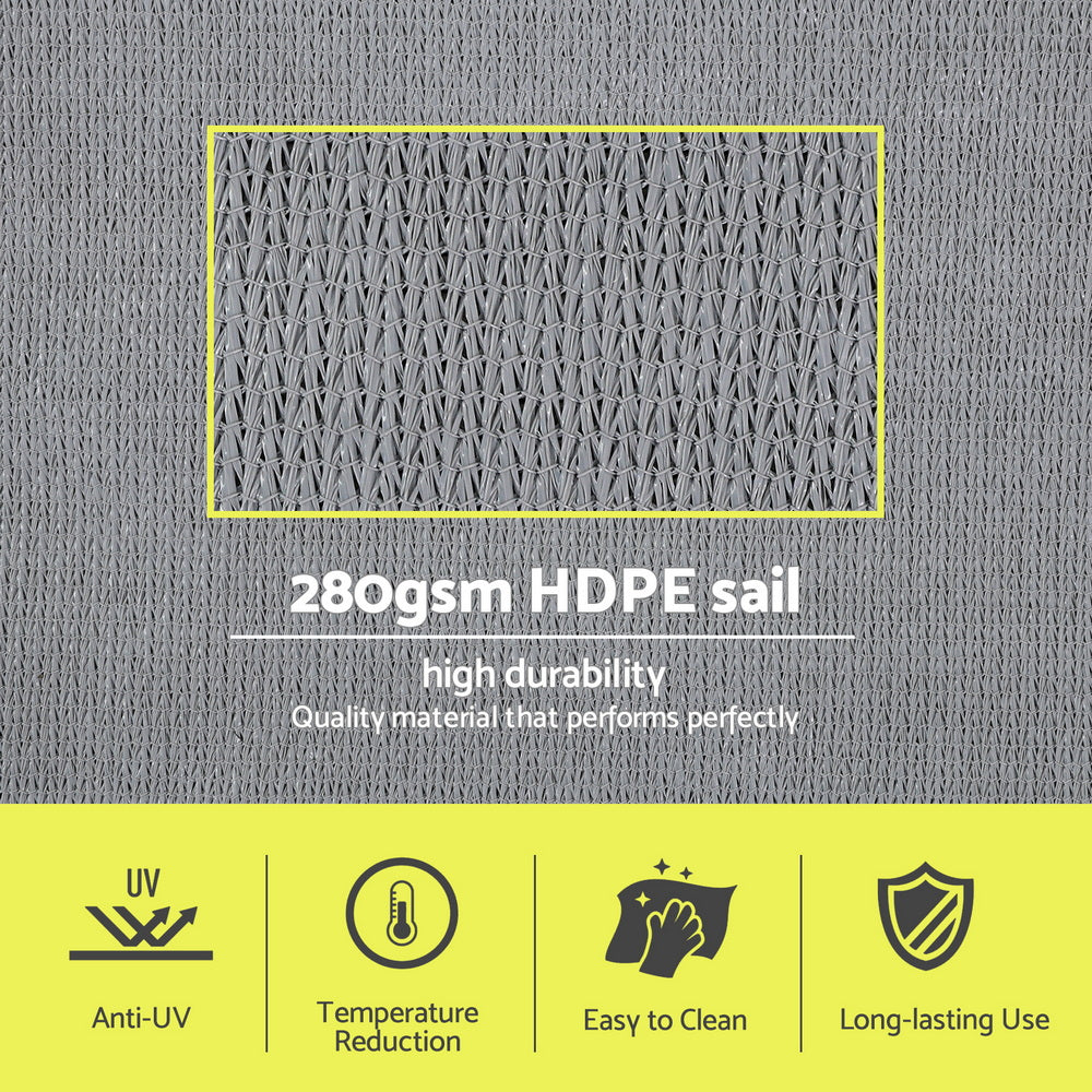 Instahut Sun Shade Sail Shadecloth Canopy Rectangle 280gsm 4x6m