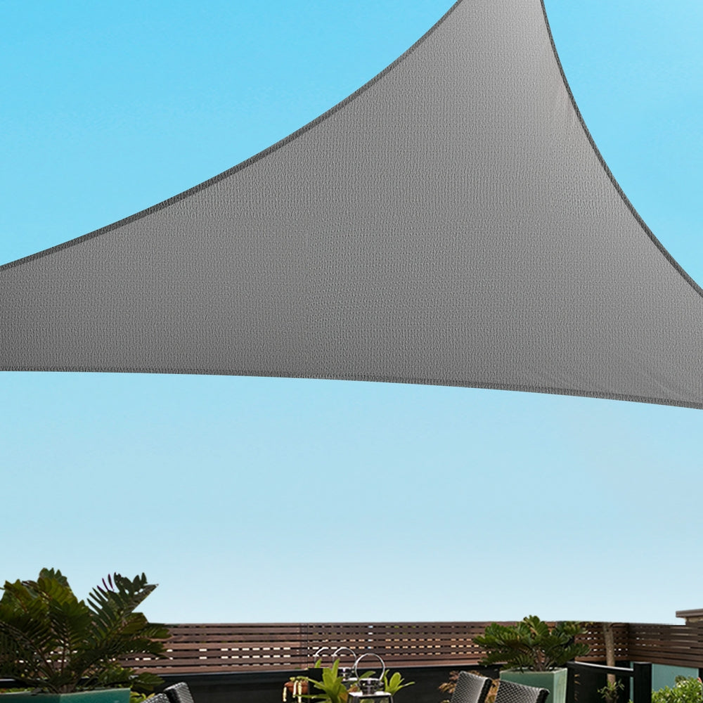 Instahut Premium Triangle Shade Sail Canopy - 280gsm, 5x5x7.1m, UV-Resistant Grey