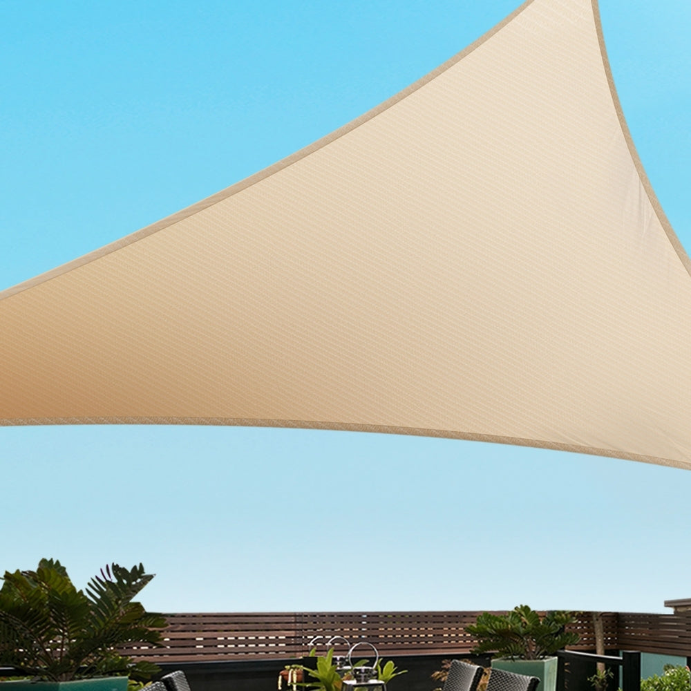 Instahut Commercial Grade Triangle Shade Sail - 6.1m Sun Canopy in Sand Beige