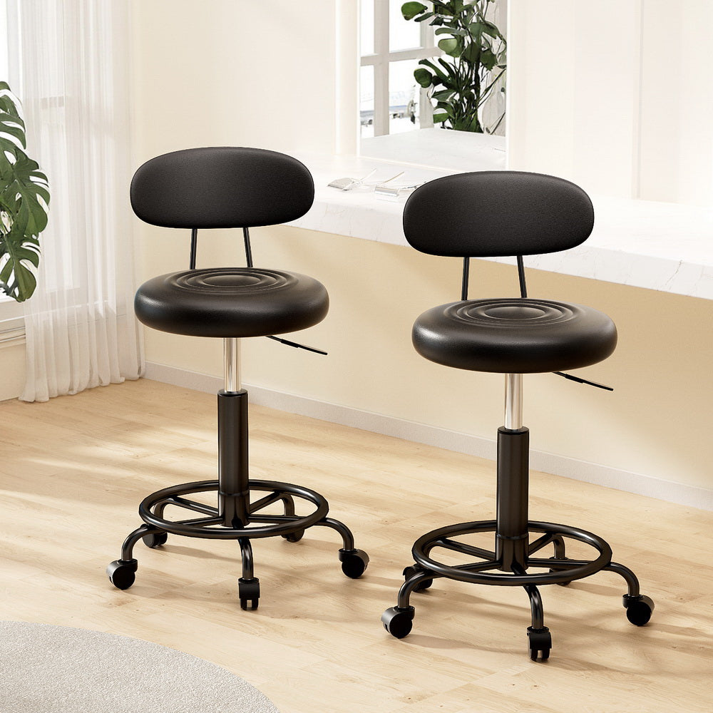 Artiss 2x Salon Stool Swivel Chair Backrest