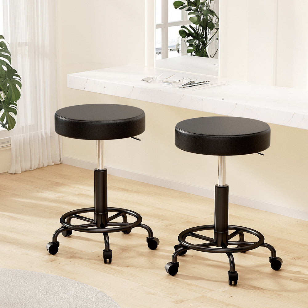 Artiss 2x Salon Stool Round Swivel Chair