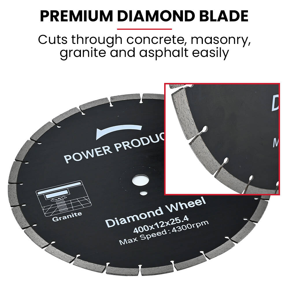 BAUMR-AG 400mm Professional Concrete Demolition Saw 94cc 2-Stroke, Wet and Dry Demo Cutting, 16' Diamond Blade, Anti-Vibration System