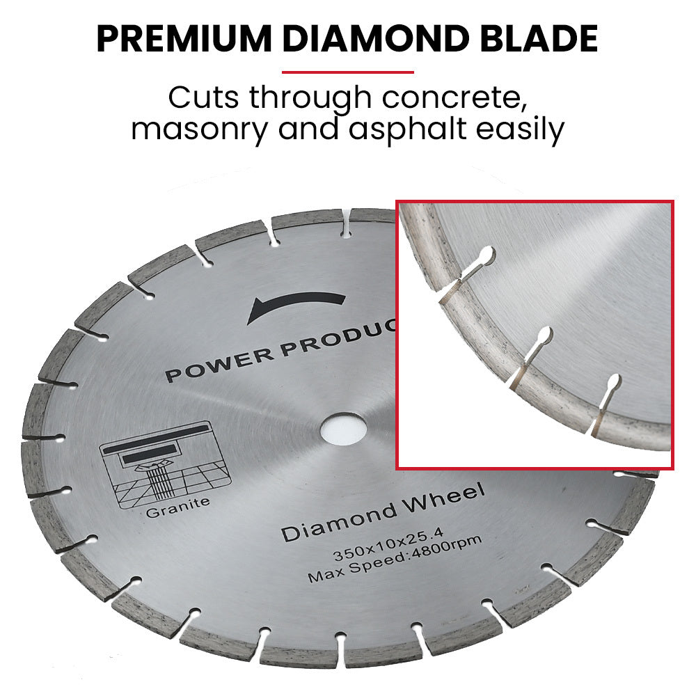 BAUMR-AG 350mm Professional Concrete Demolition Saw 74cc 2-Stroke, Wet and Dry Demo Cutting, 14' Diamond Blade, Anti-Vibration System