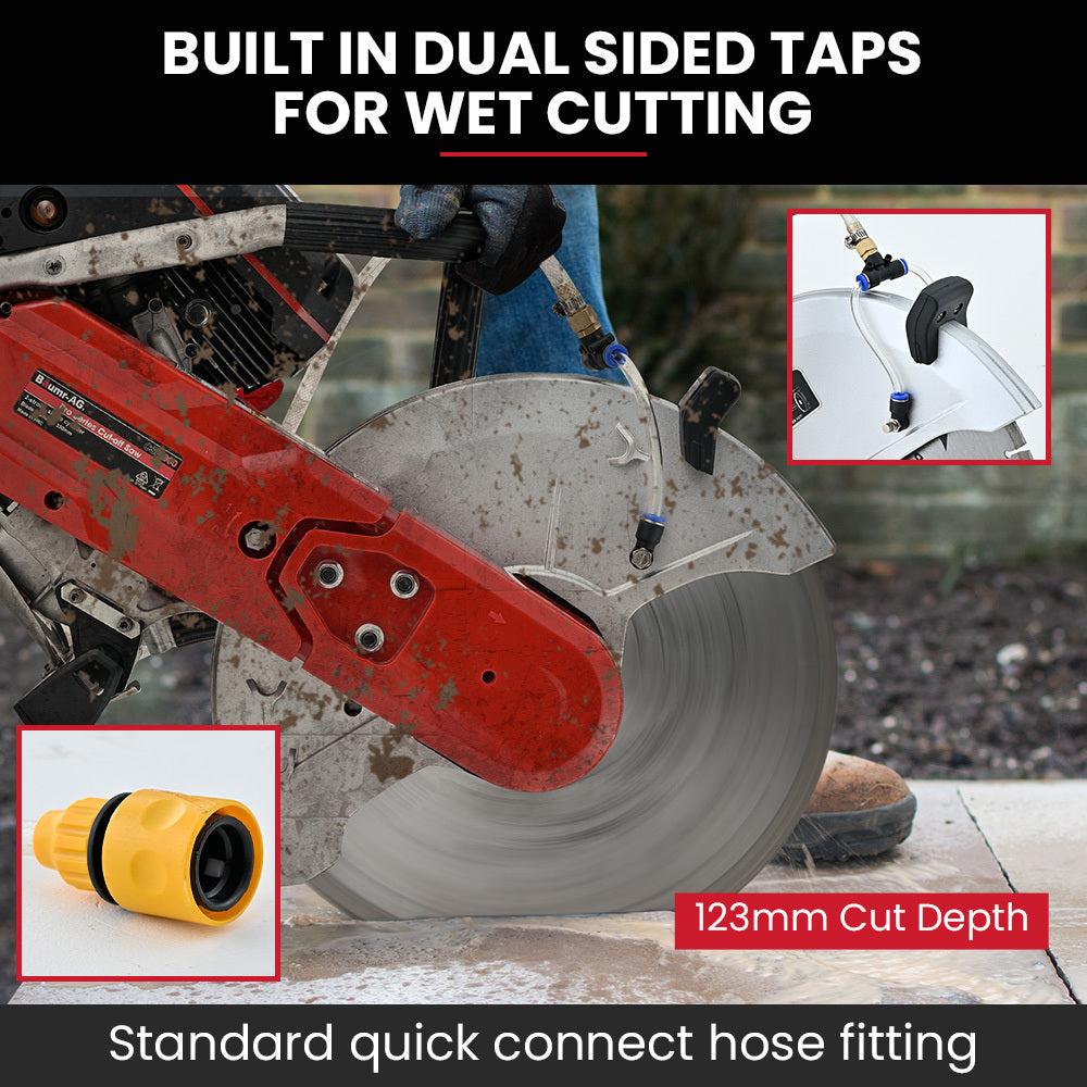 BAUMR-AG 350mm Professional Concrete Demolition Saw 74cc 2-Stroke, Wet and Dry Demo Cutting, 14' Diamond Blade, Anti-Vibration System