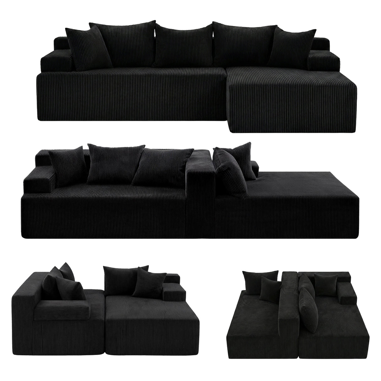 Artiss Modular Sectional Sofa Bed Convertible L-Shaped Couch with Deep Seat for Living Room
