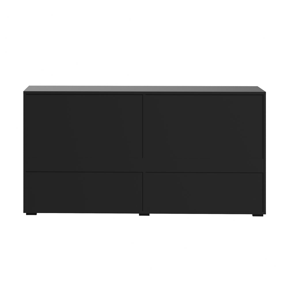 Oikiture Sideboard High Gloss 4 Doors 2 Drawers Black