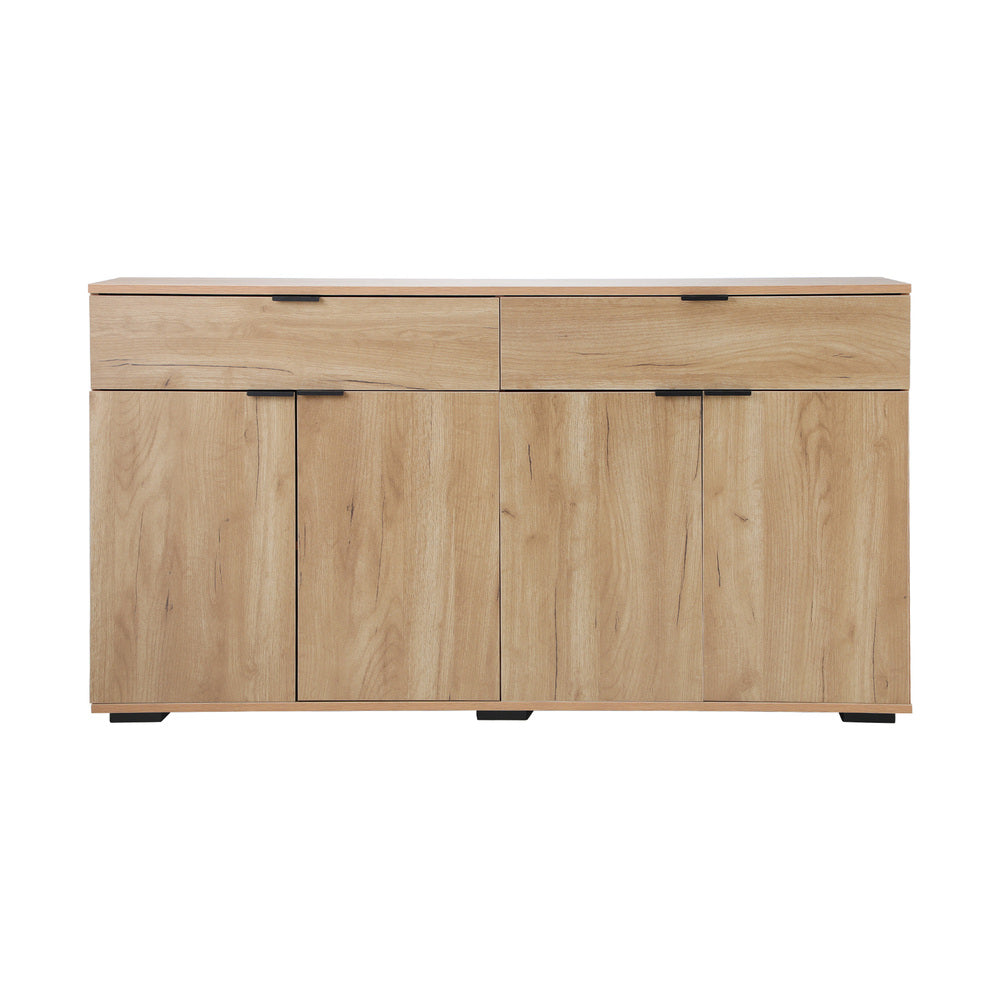 Oikiture Sideboard 4 Doors 2 Drawers Natural