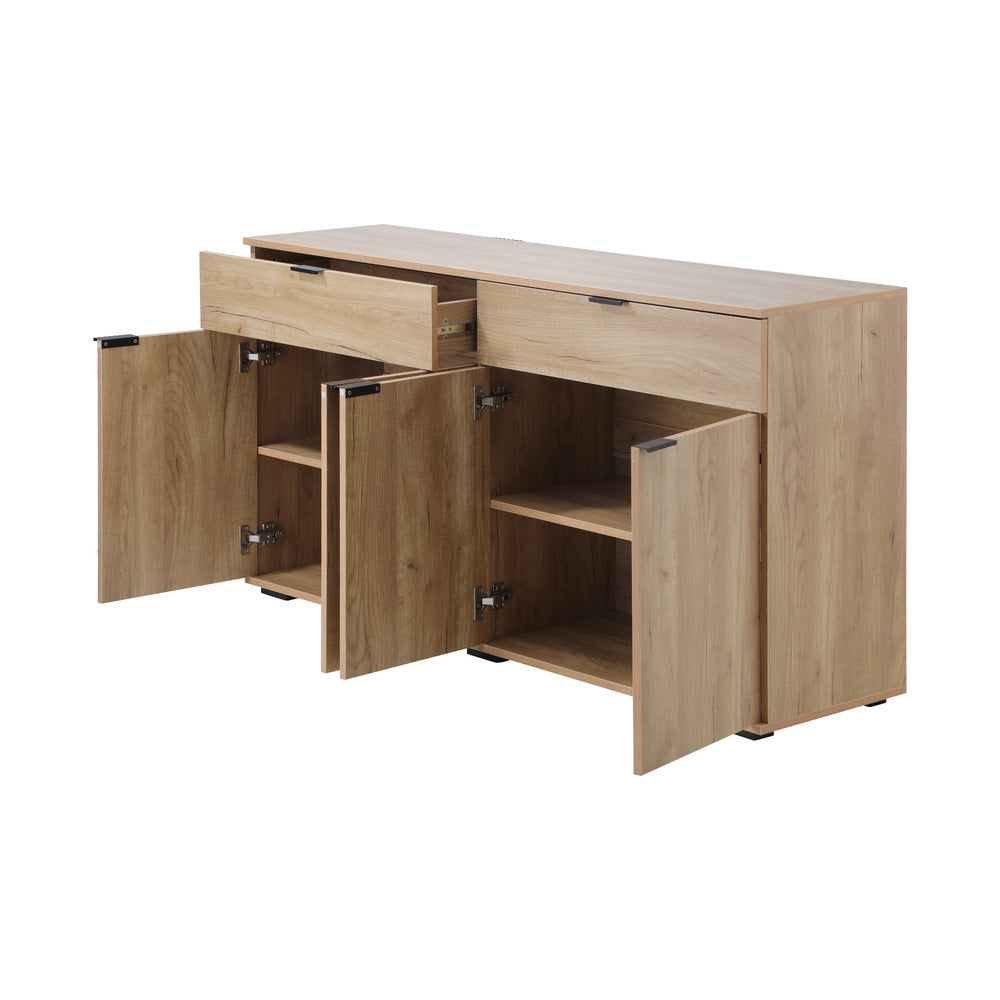 Oikiture Sideboard 4 Doors 2 Drawers Natural