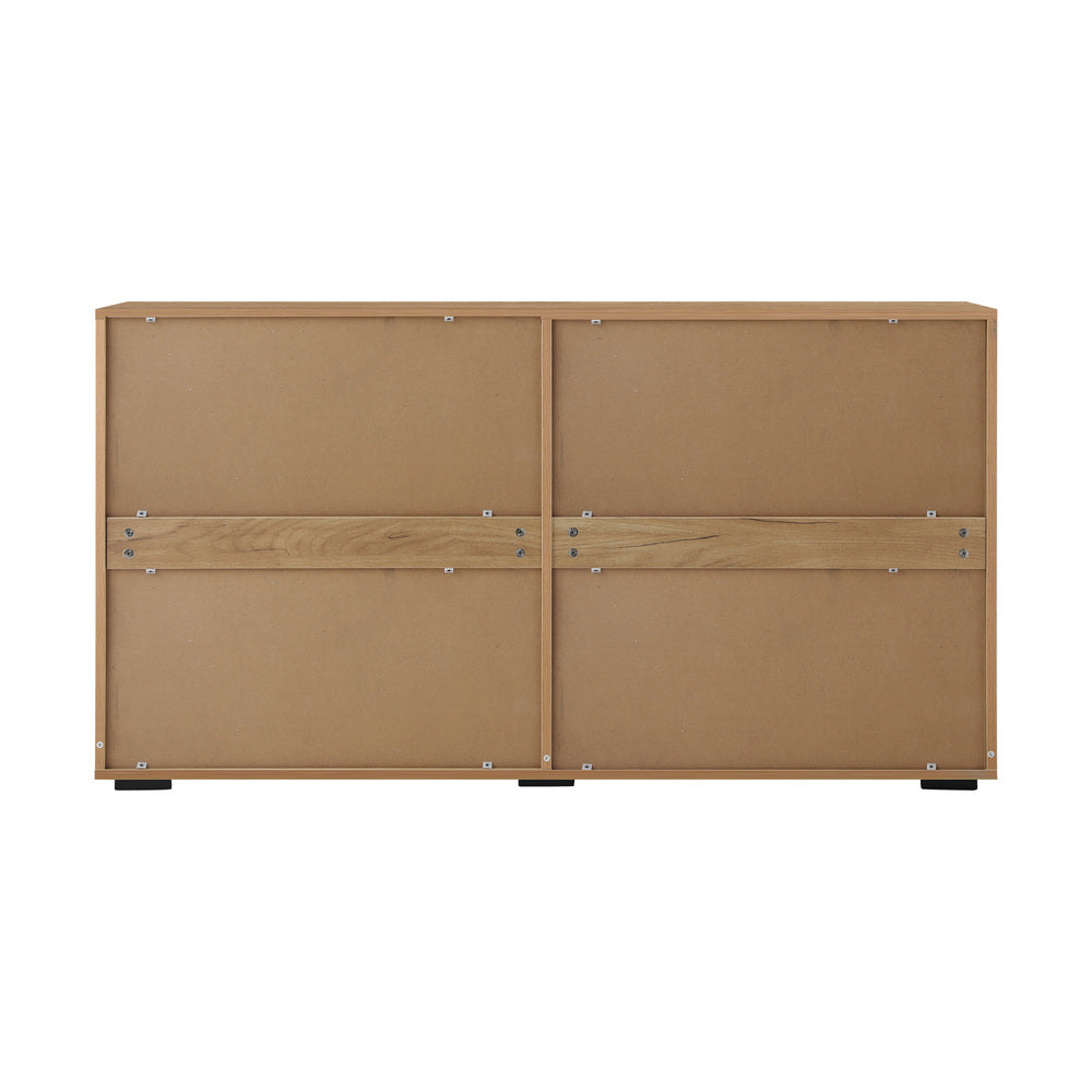 Oikiture Sideboard 4 Doors 2 Drawers Natural