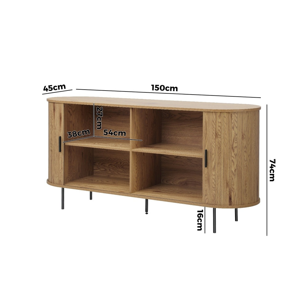 Oikiture Buffet Sideboard Sliding Doors Pantry Cabinet Natural