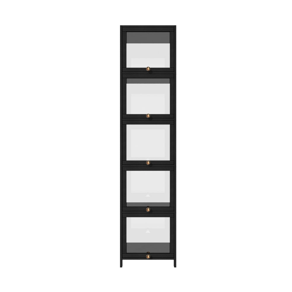 Oikiture Display Cabinet Slim 5-Tier Clear Black