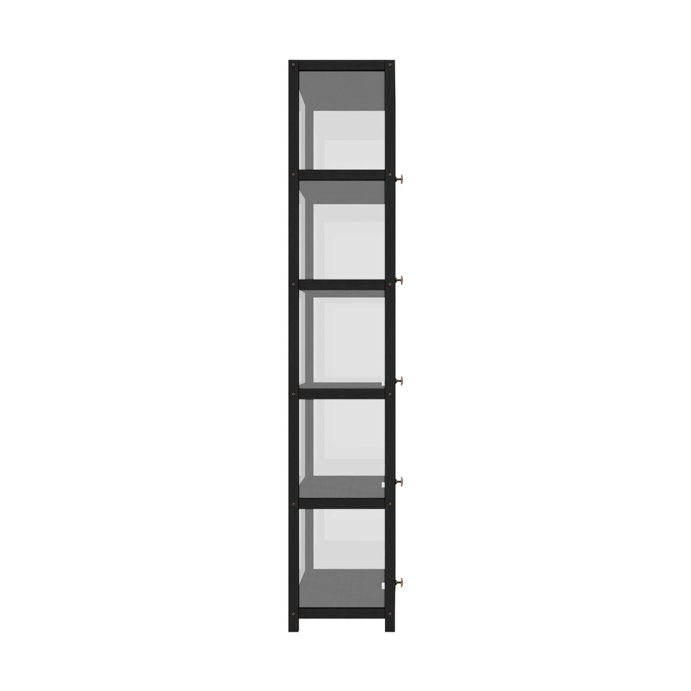 Oikiture Display Cabinet Slim 5-Tier Clear Black