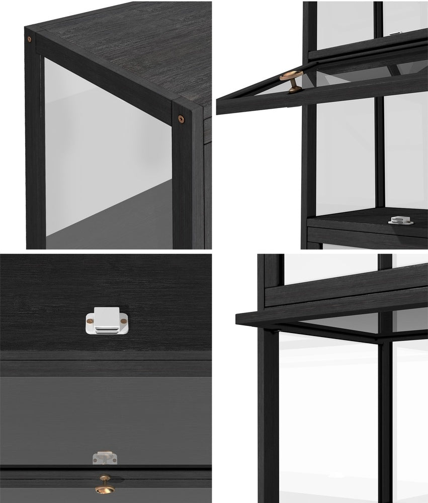 Oikiture Display Cabinet Slim 5-Tier Clear Black