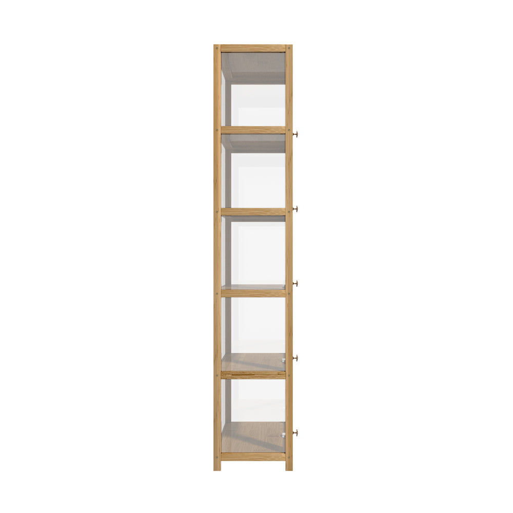 Oikiture Display Cabinet Slim 5-Tier Shelves Clear Oak